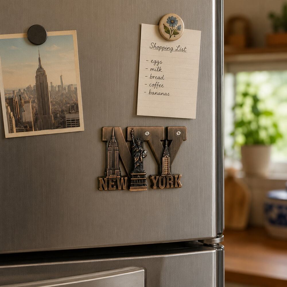 New York Pewter Magnet NY Statue of Liberty Empire State